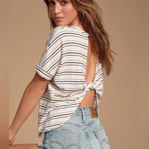 Lulus Multi Striped Twist-Back Tee